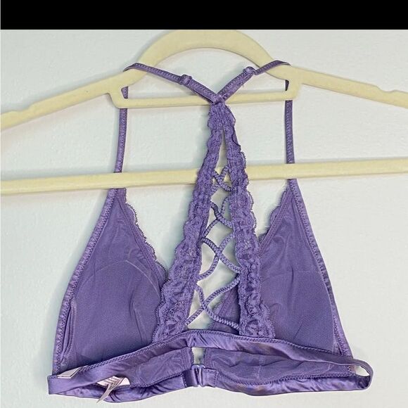VICTORIA SECRET LAVENDER PLUNGE LACE CAGE RACERBACK BRALETTE XS - Picture 10 of 14